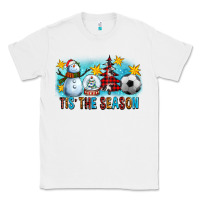 White Tis The Season Christmas With Soccer Ball And Snowman Classic Tee - FaDigitalArtStudio