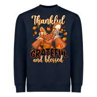 Navy Thankful grateful and Blessed black baby girl Heavyweight Sweatshirt - RanaPortraitStore
