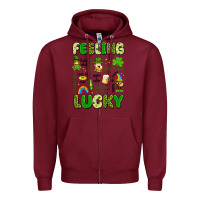 Burgundy feeling lucky Zipper Hoodie - Artiststas