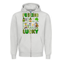 Dove Grey feeling lucky Zipper Hoodie - Artiststas