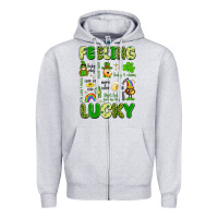 Heather Grey feeling lucky Zipper Hoodie - Artiststas
