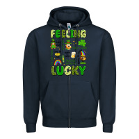 Navy feeling lucky Zipper Hoodie - Artiststas