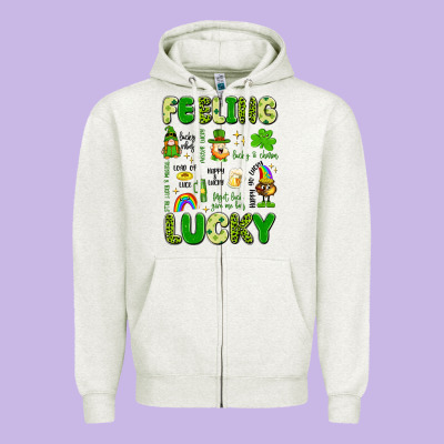 Feeling Lucky Zipper Hoodie Designed By Artiststas