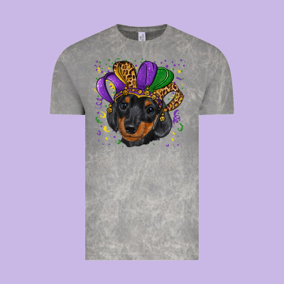 Vintage Tee mardi gras hat dachshund puppy