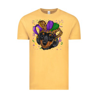 Vintage Mustard mardi gras hat dachshund puppy Vintage Tee - RanaPortraitStore