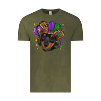Vintage Olive mardi gras hat dachshund puppy Vintage Tee - RanaPortraitStore