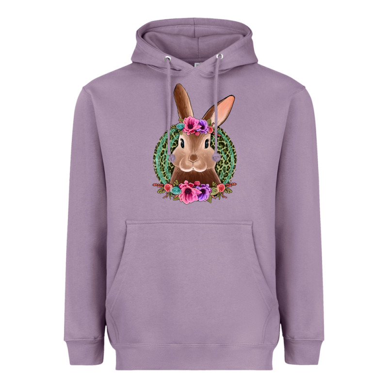 Western Leopard And Flowers Easter Bunny Heavyweight Hoodie by Jasminsmagicworld | Teevron