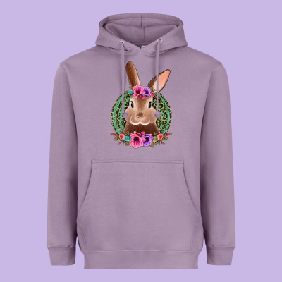 Western Leopard And Flowers Easter Bunny Heavyweight Hoodie Designed By Jasminsmagicworld
