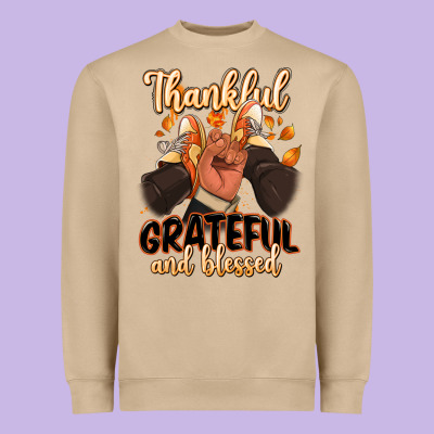 Heavyweight Sweatshirt Thankful grateful and Blessed black man sneakers