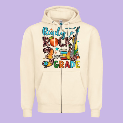 Ready To Rock 3rd Grade Zipper Hoodie Designed By Jahusdesignshop