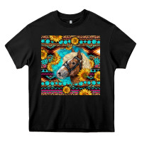Black Haflinger Horse Aztec Heavy Core Tee - LillyAllenDesigns
