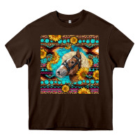 Chocolate Brown Haflinger Horse Aztec Heavy Core Tee - LillyAllenDesigns