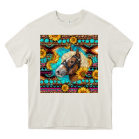 Cream Haflinger Horse Aztec Heavy Core Tee - LillyAllenDesigns