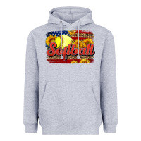 Heather Grey Western American Flag Softball Heavyweight Hoodie - LillyAllenDesigns