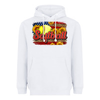 White Western American Flag Softball Heavyweight Hoodie - LillyAllenDesigns