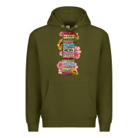 Army Green floral books Premium Hoodie - MaliasSmallBusiness
