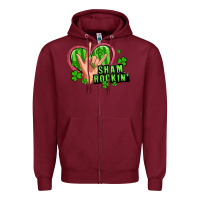 Burgundy shamrockin' rock n roll female hand Zipper Hoodie - Artiststas