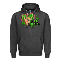 Charcoal Heather shamrockin' rock n roll female hand Zipper Hoodie - Artiststas