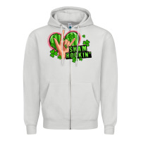Dove Grey shamrockin' rock n roll female hand Zipper Hoodie - Artiststas