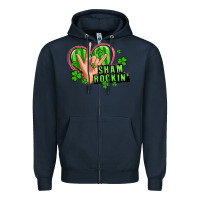 Navy shamrockin' rock n roll female hand Zipper Hoodie - Artiststas