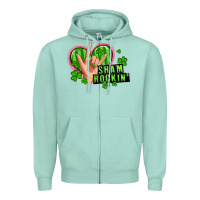 Shamrockin' Rock N Roll Female Hand Zipper Hoodie | Teevron