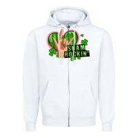 White shamrockin' rock n roll female hand Zipper Hoodie - Artiststas