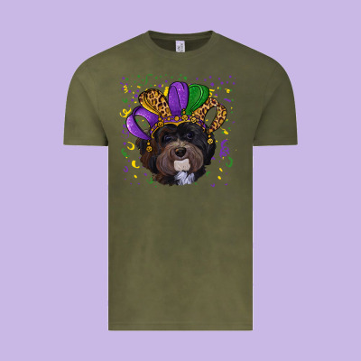 Vintage Tee mardi gras hat havanese dog