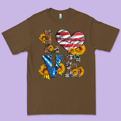 Love With Sunflowers And Usa Flag Premium Tee Designed By Artiststas