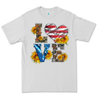 Dove Grey love with sunflowers and usa flag Premium Tee - Artiststas