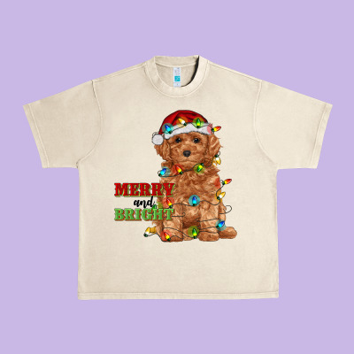 Merry And Bright Toy Poodle Urban Heavy Tee Designed By Ranaportraitstore