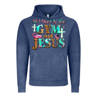 Vintage Denim all i need is the gym and jesus Vintage Hoodie - JahusDesignShop