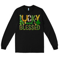 Black Lucky and blessed st. patricks day Long Sleeve Tee - Neo Western