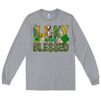 Heather Grey Lucky and blessed st. patricks day Long Sleeve Tee - Neo Western