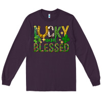 Plum Lucky and blessed st. patricks day Long Sleeve Tee - Neo Western