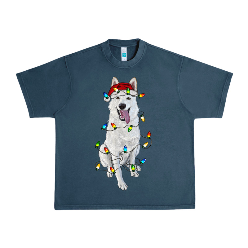 Christmas White Shepherd With Christmas Lights Urban Heavy Tee by RanaPortraitStore | Teevron