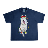 Navy christmas white shepherd with christmas lights Urban Heavy Tee - RanaPortraitStore