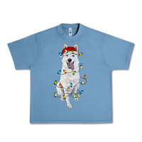 Pebble Blue christmas white shepherd with christmas lights Urban Heavy Tee - RanaPortraitStore