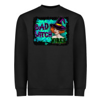 Black Halloween Bad Witch Vibes Watercolor Heavyweight Sweatshirt - RanaPortraitStore