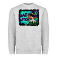 Heather Grey Halloween Bad Witch Vibes Watercolor Heavyweight Sweatshirt - RanaPortraitStore
