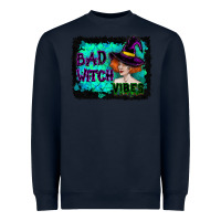 Navy Halloween Bad Witch Vibes Watercolor Heavyweight Sweatshirt - RanaPortraitStore