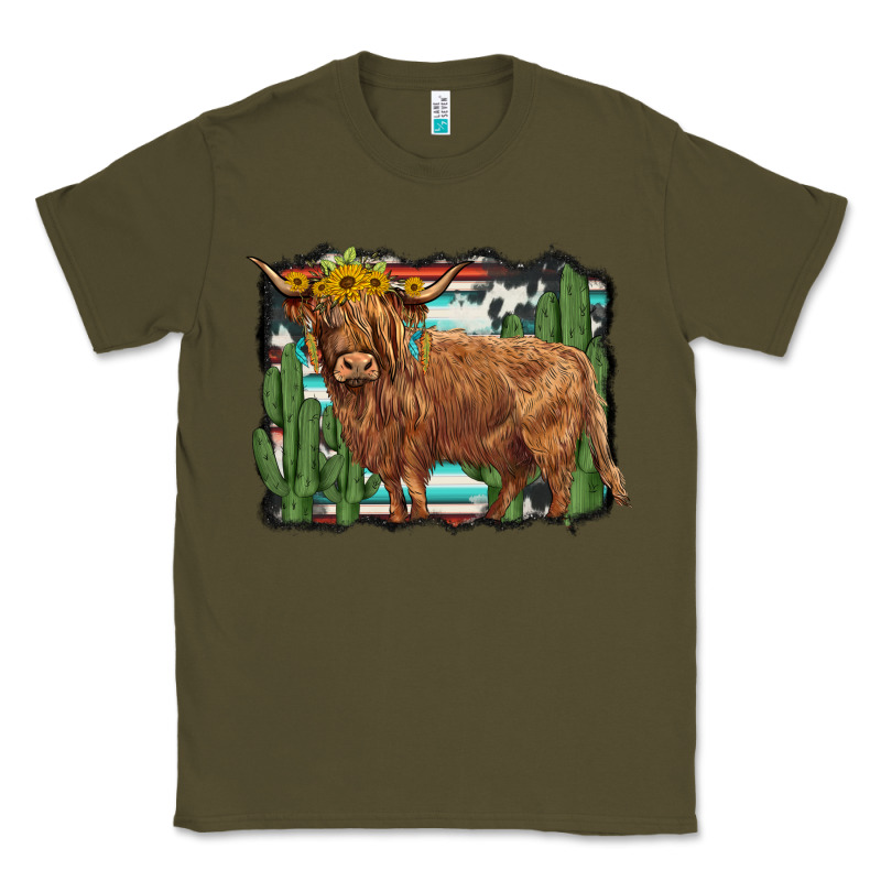 Western Cactus Highland Cow Classic Tee by BarkalooDesign | Teevron