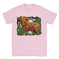 Bubblegum Pink western cactus highland cow Classic Tee - BarkalooDesign