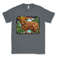 Charcoal Heather western cactus highland cow Classic Tee - BarkalooDesign