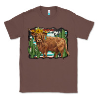 Chestnut western cactus highland cow Classic Tee - BarkalooDesign
