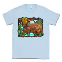 Dusty Blue western cactus highland cow Classic Tee - BarkalooDesign