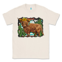 Natural western cactus highland cow Classic Tee - BarkalooDesign