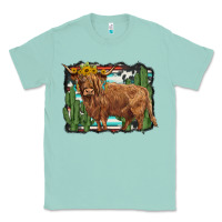 Seafoam western cactus highland cow Classic Tee - BarkalooDesign