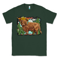 Sports Green western cactus highland cow Classic Tee - BarkalooDesign