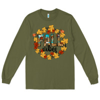 Army Green fall vibes Long Sleeve Tee - CowhideDigitalArt