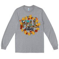 Heather Grey fall vibes Long Sleeve Tee - CowhideDigitalArt